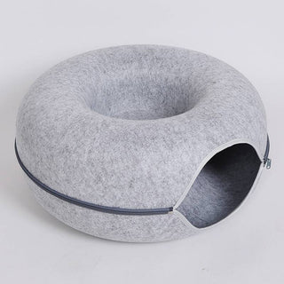 Light Grey Donut Tunnel Bed | Cat Bed | Cat Tunnel Toy